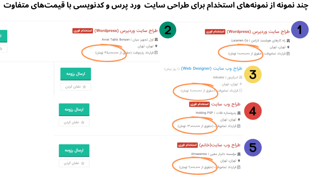 درآمد طراحی سایت در ایران